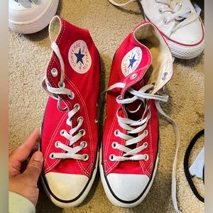 Red converse, chuck taylors